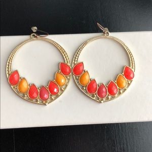 Gold and coral hoop earrings from boutique